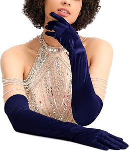 Gants longs en velours pour soirée, chauds, en polyester et coton, pour opéra, bal, mariage, banquet, accessoires de fête formelle pour femmes - Product Image 3