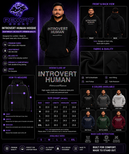 Introvert Human Schwarzer Grafik-Hoodie Herren Schwergewichts-Fleece Pullover Streetwear Sweatshirt Individuell Bedruckte Lässige Kapuzenkleidung - Product Image 6