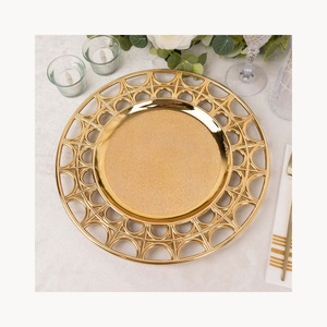 Assiette de service décorative en métal de luxe personnalisée, élégante, nouvelle arrivée, nouveau design, pour la décoration de table d'événements - Product Image 5