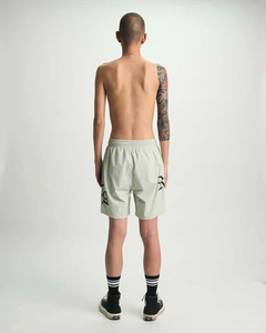 Men's Light Green Cotton Shorts With Letter Print Drawstring Waist Casual Style - Product Image 4