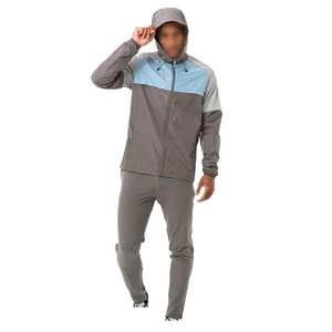 AMSEA INTERNATIONAL Survêtement à capuche gris et bleu pour homme, 2-en-1, 100 % coton, pull-over, manches longues, style sportif, pour le jogging - Product Image 4