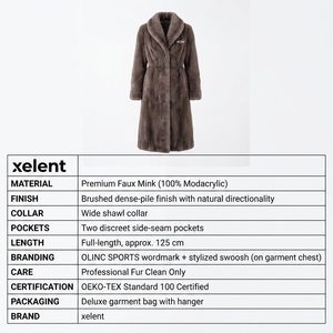 Abrigo de Piel Sintética de Visón para Mujer, Cuello Chal, Largo, Invierno, Lujo, Ropa Exterior, Etiqueta Privada Personalizada - Product Image 6