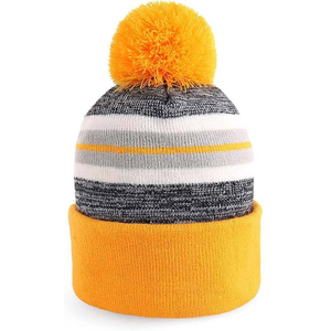 Gorro de Punto Acrílico con Logo Personalizado, Gorro Deportivo con Pompón y Puño, Diseño a Rayas, Bordado, Gorro Deportivo Acrílico - Product Image 6