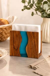 Modern Wooden <b>Tissue</b> Box Stand with Sun and Wave Design Eco-Friendly Handmade Durable Free-Standing for Bathroom or Kitchen Use - Product Image 3