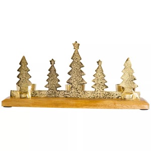 Golden Handmade Eco-Friendly Durable <b>Christmas</b> <b>Tree</b> <b>Candle</b> Stand with 5 Tealight Holders Aluminum Base Home Decoration - Product Image 5