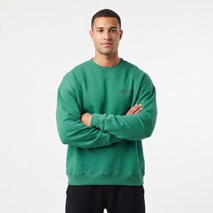 Sweat-shirt pour homme en gros, col rond oversize en coton de haute qualité, vert uni, pull décontracté pour l'automne - Product Image 2