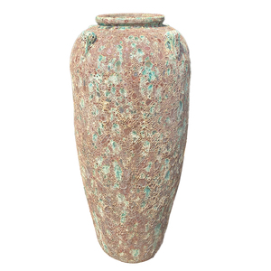Classic Blue Glazed <b>Clay</b> Vase Winged Handles Indoor Flower Pot Vintage Style Eco-Friendly Decorative Plant Container Drainage - Product Image 4