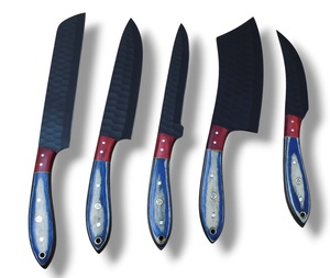 Ensemble de couteaux de chef en acier inoxydable Nordic Forge, cinq pièces, manches en bois Pakka, fabrication artisanale OEM personnalisée, ensemble de couteaux de cuisine avec sac de transport - Product Image 5