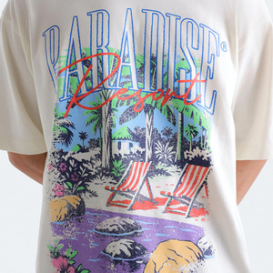 Camiseta gráfica extragrande de algodón peinado premium de diseño personalizado, transpirable, con cuello redondo y hombros caídos para hombre, en venta. - Product Image 2