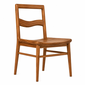 Chaise de salle à manger scandinave moderne en teck massif, siège ergonomique, dossier sculpté pour le soutien lombaire |   Hôtel de luxe, bureau à domicile, salle à manger - Product Image 3