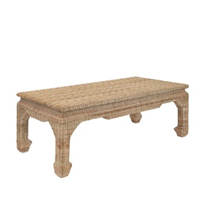 Table basse en rotin faite à la main, style côtier, mobilier moderne pour salon, plateau en osier, couleur naturelle - Product Image 1