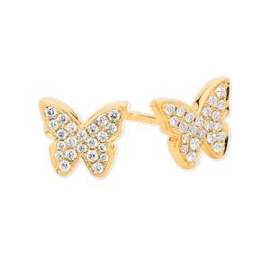 Butterfly Lab Diamond Stud Earrings 10K 14K Solid Gold Round Lab Grown Diamonds Dainty Fine Jewelry Elegant Anniversary Everyday - Product Image 4