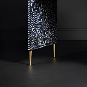 Meuble de rangement portable ILAHI avec tiroir en os incrusté, design moderne et détails en agate - Product Image 2