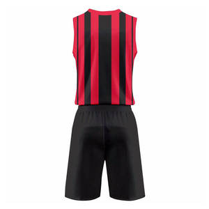 Camiseta de Fútbol sin Mangas para Hombre, Rayas Rojas y Negras, con Pantalones Cortos de Cintura Elástica, Absorbe la Humedad, Corte Regular, para Todas las Temporadas - Product Image 6