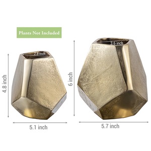 Vases de table en verre soufflé transparent craquelé, grand format, modernes, avec supports en fonte et finition laiton doré faits à la main, de luxe, vente en gros - Product Image 2