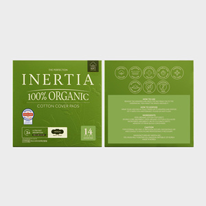 INERTIA Serviettes hygiéniques 100% coton biologique super absorbantes, usage quotidien, 24,5 cm, lot de 12, sans microplastiques, modèle 4 - Product Image 2