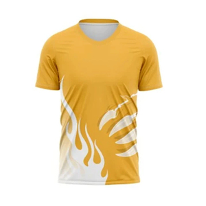 Men's Yellow Short Sleeve T-<b>Shirt</b> With White <b>Flame</b> Print O-Neck Slim Fit Casual Breathable Custom Printed T-<b>shirts</b> - Product Image 2