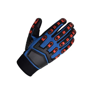 Impact Gloves Reducing Safety Gloves Polyester <b>Material</b> Anti-Slip Smooth Reinforced Cuff Elastic Wristband Black Blue <b>Red</b> - Product Image 3