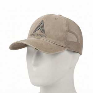 Gorra de béisbol ajustable de malla Custom One Apex con efecto desgastado, logotipo bordado, algodón lavado, unisex, estilo urbano - Product Image 3