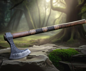 Hache de camping Viking à long manche, forgée à la main en acier à haute teneur en carbone, à dos plat, de qualité industrielle, pour la coupe du bois et le bushcraft en extérieur 5 - Product Image 3