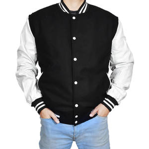 Chaquetas de béisbol universitarias de lana con logotipo personalizado de invierno, bordadas en chenilla, para hombre, con mangas de cuero, estilo universitario. - Product Image 1