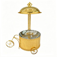 Chauffe-Plat de Buffet en Acier Inoxydable Doré 8L en Forme de Vélo pour Mariages et Hôtels, avec Couvercle Suspendu pour Traiteur et Banquets