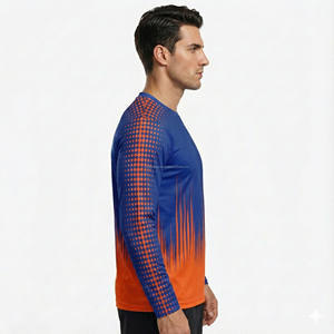 T-shirt unisexe à manches longues, personnalisable avec logo, haute qualité, bicolore, coupe classique, polyester/coton, écologique, séchage rapide - Product Image 5