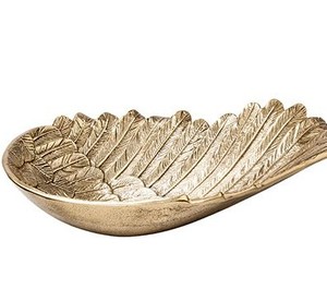 Leaf Shaped Metal <b>Decorative</b> <b>Plate</b> Handmade Polished Gold Finish Glam Design for Table Decoration - Product Image 3