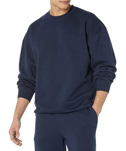 Sweat-shirt à col rond surdimensionné pour homme en grandes tailles, saison automne, motif uni, matière polyester/coton - Product Image 1