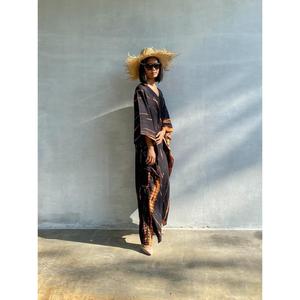 Black Tie Dye <b>Kaftan</b> Dress for Women Luxury Boho Beach Cover Up Loose <b>Maxi</b> Resort Wear - Product Image 5