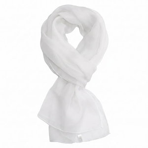 New Custom Logo Private Label Premium Quality High Quality Cotton <b>Canvas</b> Solid Pattern Breathable Lace Scarf for Women - Product Image 2