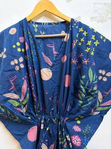 Women Floral Print Cotton <b>Kaftan</b> Dress | Handmade Lounge Wear <b>Beach</b> Cover Up Resort Maxi <b>Kaftan</b> - Product Image 4
