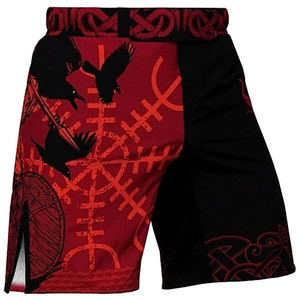 Shorts de combat d'entraînement pour hommes, shorts de lutte à compression avec coque de protection Bio-flex, design unique et durable, couleur noir et rouge - Product Image 1