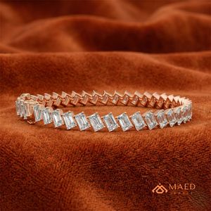 Pulsera de Moissanita con Corte Esmeralda Chapada en Oro Rosa, Cadena Fina, Joyería de Moda para Mujer, Estilo Elegante de Nueva York, Regalo - Product Image 2