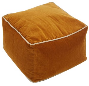High On Demand Orange Cotton Knitted <b>Pouf</b> Ottoman with Stylish Textured Surface and Comfortable Cushioning for Bedroom Seating - Product Image 4