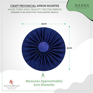 Handcrafted <b>Navy</b> Blue 100% Polyester Masonic Apron Regalia Rosette with Customizable Ribbon and Logo - Product Image 4