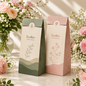 EcoRev Custom Printed <b>Biodegradable</b> Disposable Kraft <b>Paper</b> Bags Flat Box Food Grade Recyclable Four Color Offset Printing Bakery - Product Image 4