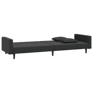 Sofá Cama de Terciopelo Negro 100% Poliéster con Estructura de Madera y Detalles de Plástico - Product Image 6