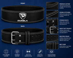 Ceinture de Soutien Haltérophilie Personnalisée DUMELA en Gros, 100mm, Épaisseur 13mm, Antidérapante, en Cuir de Vachette, Légère, Respirante, avec Boucle Carrée en Acier - Product Image 6