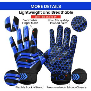Gants de football américain personnalisés pour receveurs, pour adultes et enfants, pour l'extérieur – Fournisseur - Product Image 2