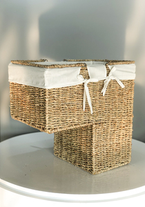 KOLIPE High Quality Square Shape Eco-Friendly <b>Seagrass</b> <b>Storage</b> <b>Basket</b> with Handles Handwoven Vietnamese Artisans Includes Liner - Product Image 3