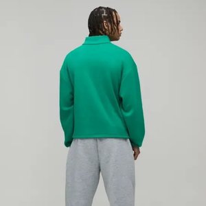 เสื้อพูลโอเวอร์แขนยาวผ้าโพลีเอสเตอร์น้ำหนักเบาคุณภาพสูงสำหรับผู้ชาย แห้งเร็ว สีพื้น แบบเรียบง่าย มีซิป ¼  ขายส่ง - Product Image 2