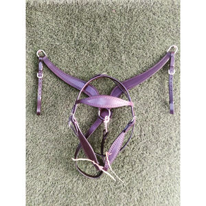 Meilleure qualité 100% cuir de vache Western Headstall et collier de poitrine ensemble avec goujon en cuivre fabricant en gros - Product Image 5