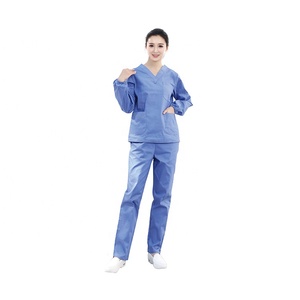 Ensemble de blouses médicales bleues pour femmes, manches longues, coton et polyester tissé, uniformes d'hôpital - Product Image 6