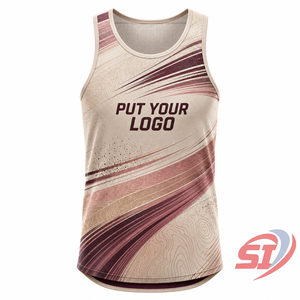 Débardeur de course à pied personnalisé à marque privée, design sur mesure, léger, pour entraînement de marathon, couleur Sand Berry Windline - Product Image 1