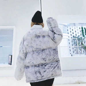 Unisex Gradient Color Puffer <b>Jacket</b> Batwing Sleeve Stand Collar Zipper Closure Windproof Thick Winter Coat Casual Style - Product Image 6