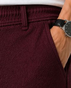 Pantalon de jogging décontracté pour homme, coupe slim, couleur bordeaux, taille élastique avec cordon de serrage, tissu doux, confortable pour un usage quotidien, look élégant - Product Image 3