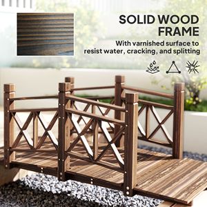 Ponte da Giardino in Legno ad Arco da 1,44 m, Ponte Decorativo per Laghetto, per Paesaggistica e Terrazze - Product Image 4