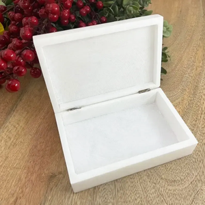 Caja de Joyería Rectangular de Mármol Blanco Pulido, Hecha a Mano, Ecológica, con Incrustaciones de Piedras Semipreciosas, Estilo Hindú, MADNI HANDICRAFT - Product Image 2