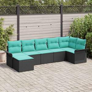 Juego de Sofás de Jardín de 7 Piezas en Ratán Sintético Negro con Almacenamiento, Colección de Muebles para Exteriores - Product Image 1